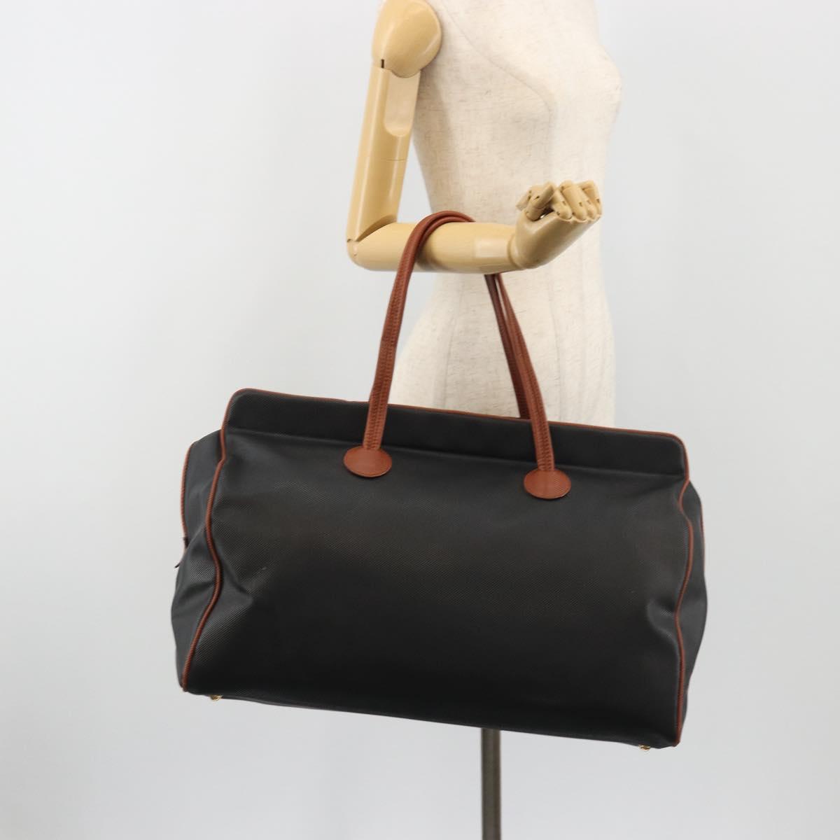 BOTTEGA VENETA Boston Bag PVC Canvas Black Gold Auth bs36018