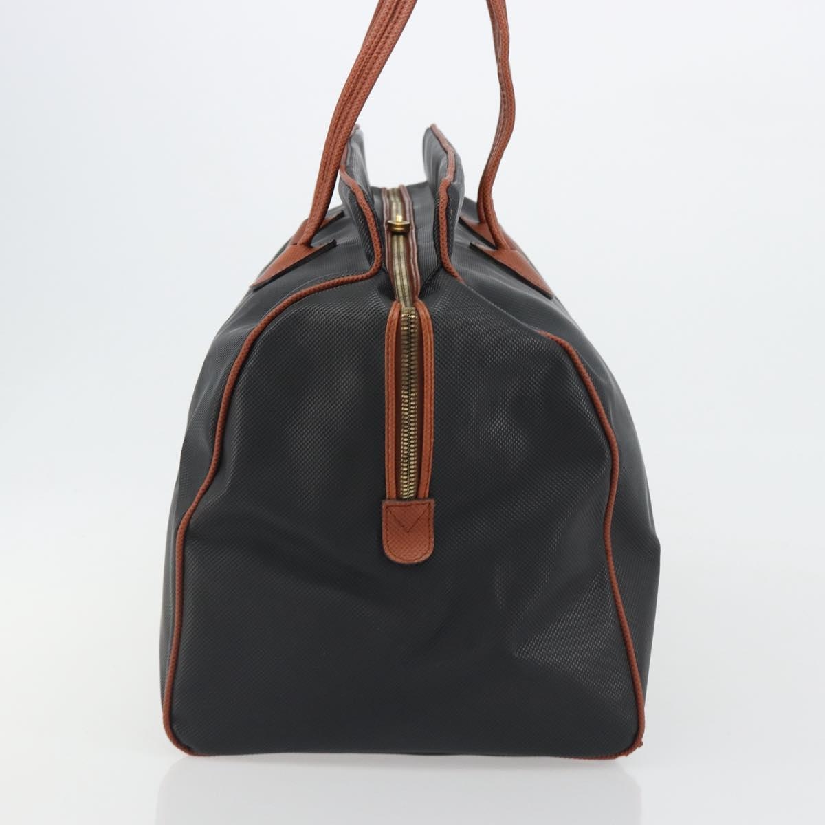 BOTTEGA VENETA Boston Bag PVC Canvas Black Gold Auth bs36018