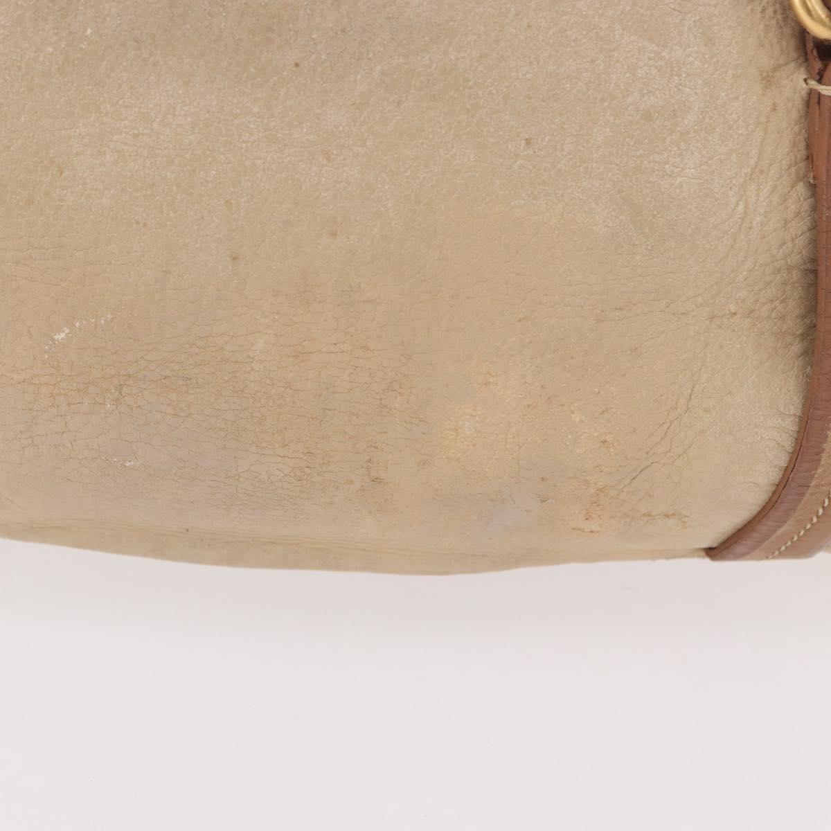 PRADA Tote Bag Leather 2way Beige Gold Auth bs36021