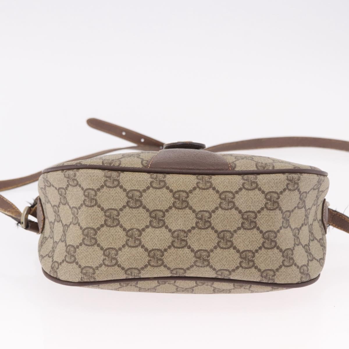 GUCCI GG Supreme Web Sherry Line Bag PVC Beige Gold 001 754 6177 Auth bs36022