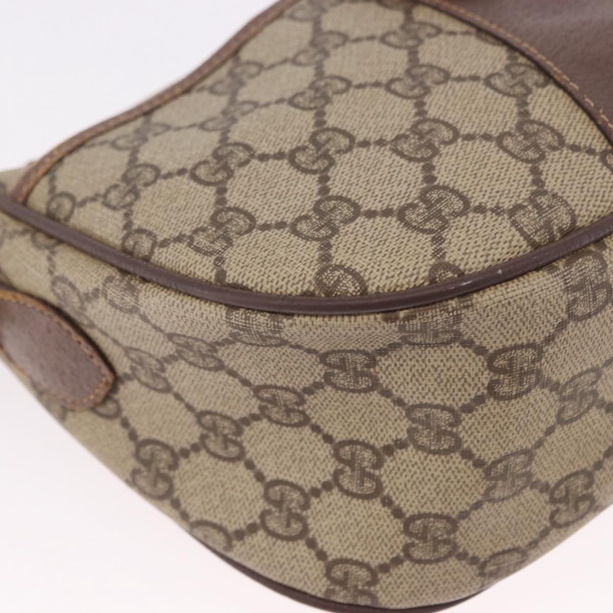 GUCCI GG Supreme Web Sherry Line Bag PVC Beige Gold 001 754 6177 Auth bs36022