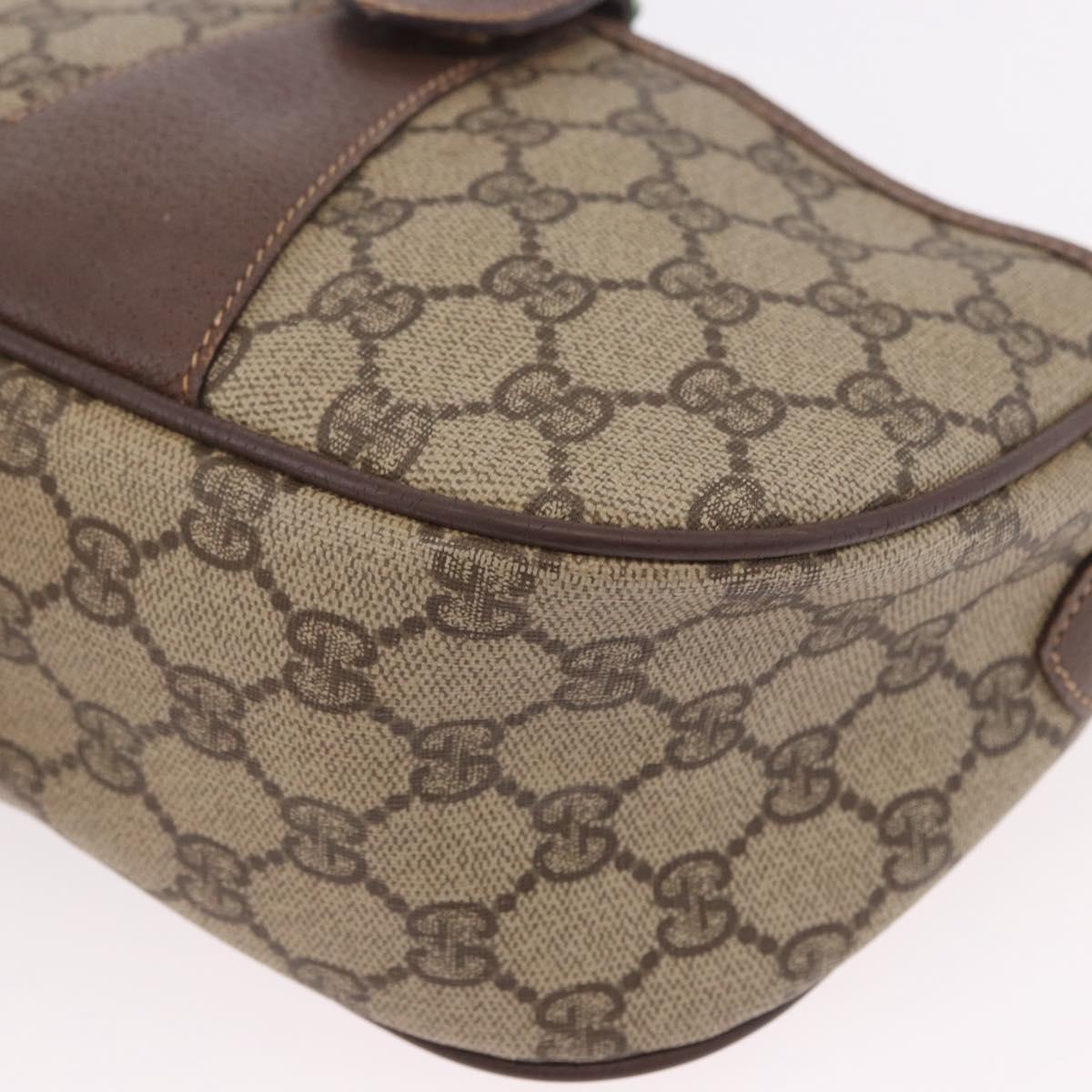 GUCCI GG Supreme Web Sherry Line Bag PVC Beige Gold 001 754 6177 Auth bs36022