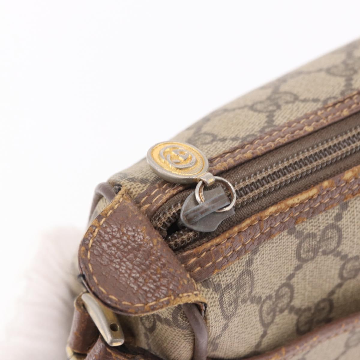 GUCCI GG Supreme Web Sherry Line Bag PVC Beige Gold 001 754 6177 Auth bs36022