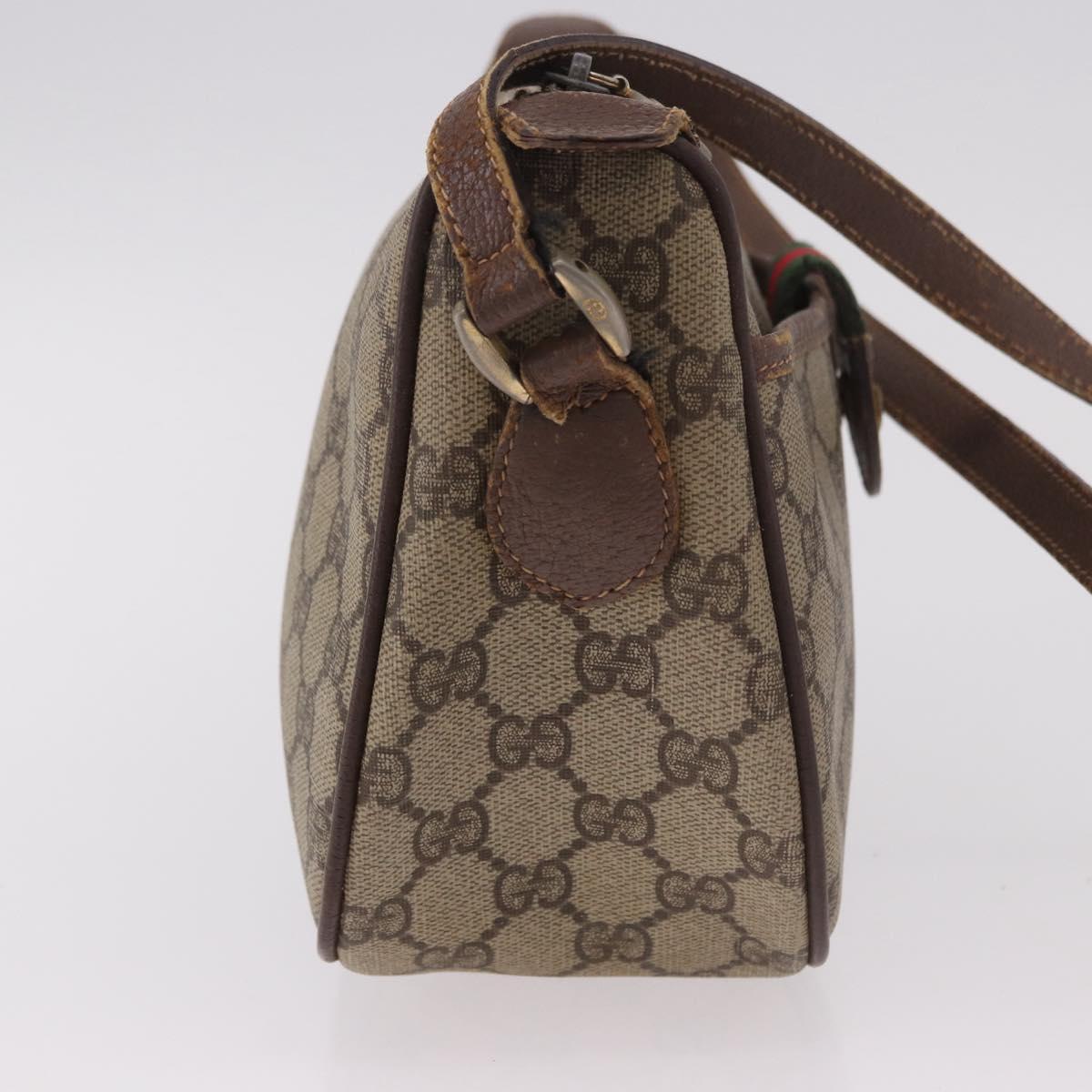 GUCCI GG Supreme Web Sherry Line Bag PVC Beige Gold 001 754 6177 Auth bs36022