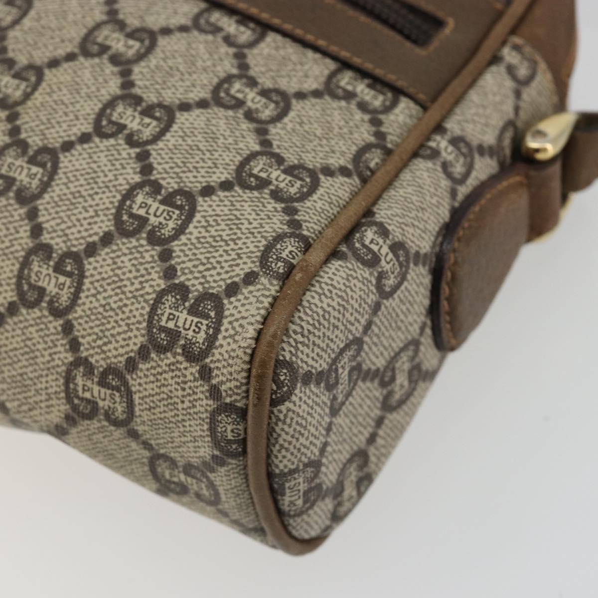 GUCCI GG Plus Supreme Shoulder Bag PVC Beige Gold Auth bs36024