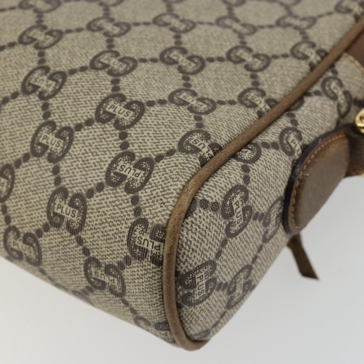 GUCCI GG Plus Supreme Shoulder Bag PVC Beige Gold Auth bs36024