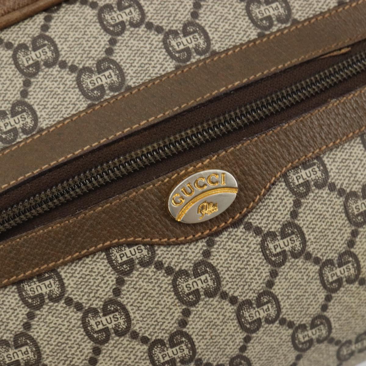 GUCCI GG Plus Supreme Shoulder Bag PVC Beige Gold Auth bs36024