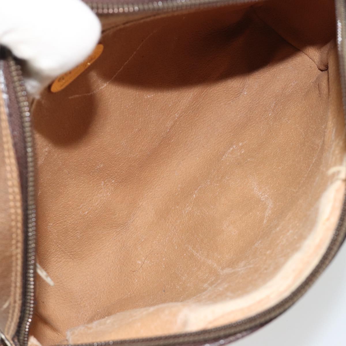 GUCCI GG Plus Supreme Shoulder Bag PVC Beige Gold Auth bs36024