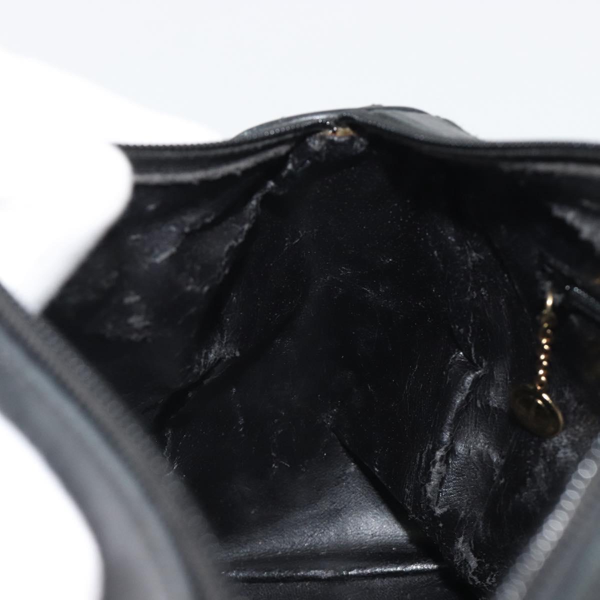 GUCCI Bamboo Hand Bag Leather Black Gold 000 122 0294 Auth bs36025