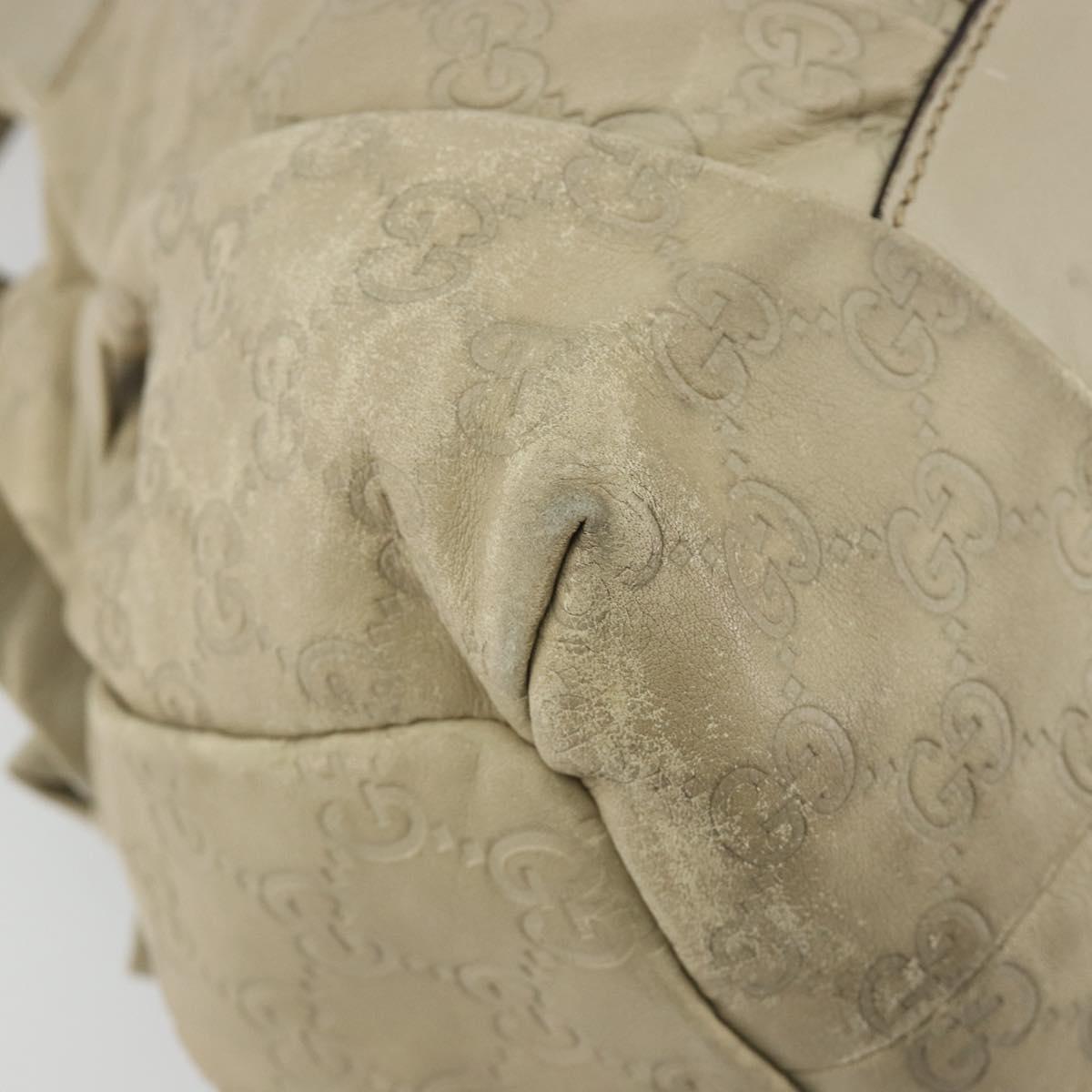 GUCCI GG Canvas Guccissima Hand Bag Leather Ivory Gold 197020 Auth bs36026