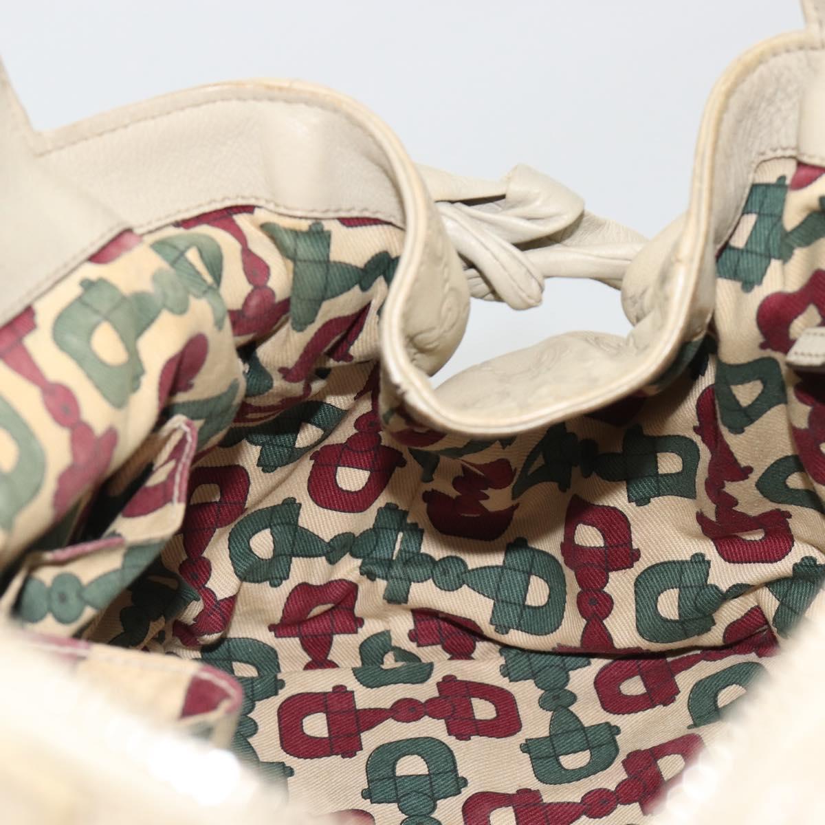 GUCCI GG Canvas Guccissima Hand Bag Leather Ivory Gold 197020 Auth bs36026