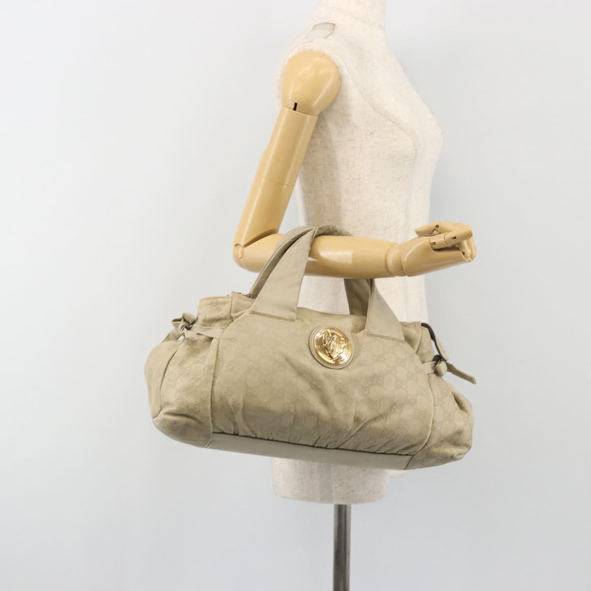 GUCCI GG Canvas Guccissima Hand Bag Leather Ivory Gold 197020 Auth bs36026