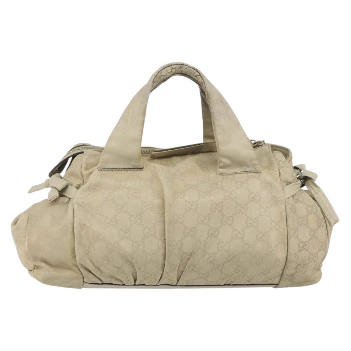 GUCCI GG Canvas Guccissima Hand Bag Leather Ivory Gold 197020 Auth bs36026