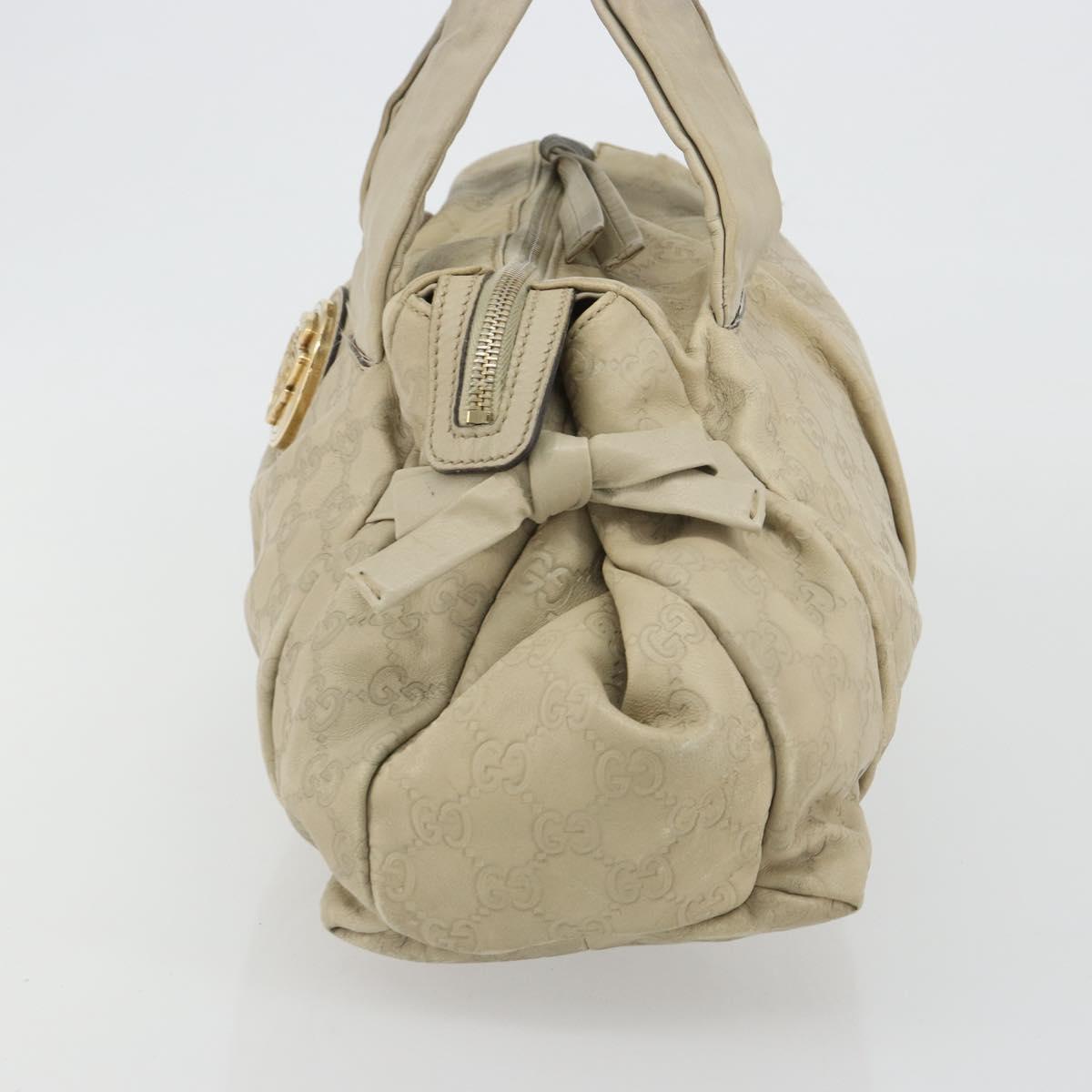 GUCCI GG Canvas Guccissima Hand Bag Leather Ivory Gold 197020 Auth bs36026