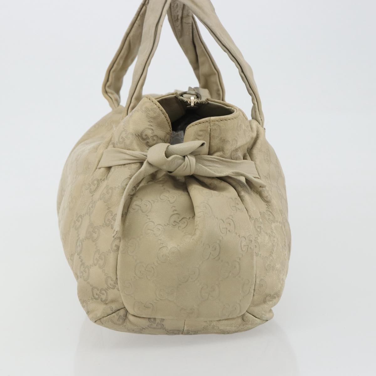GUCCI GG Canvas Guccissima Hand Bag Leather Ivory Gold 197020 Auth bs36026