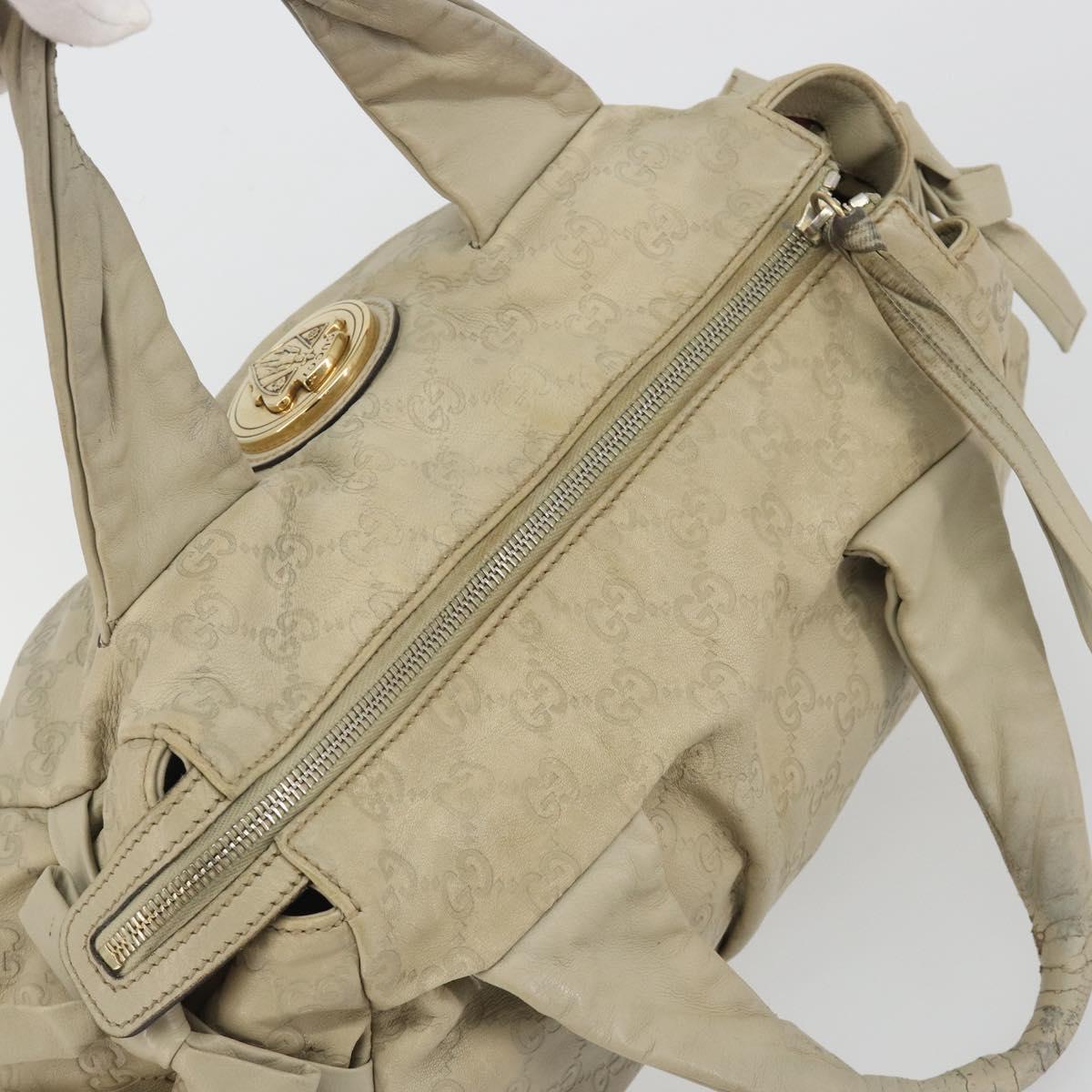 GUCCI GG Canvas Guccissima Hand Bag Leather Ivory Gold 197020 Auth bs36026
