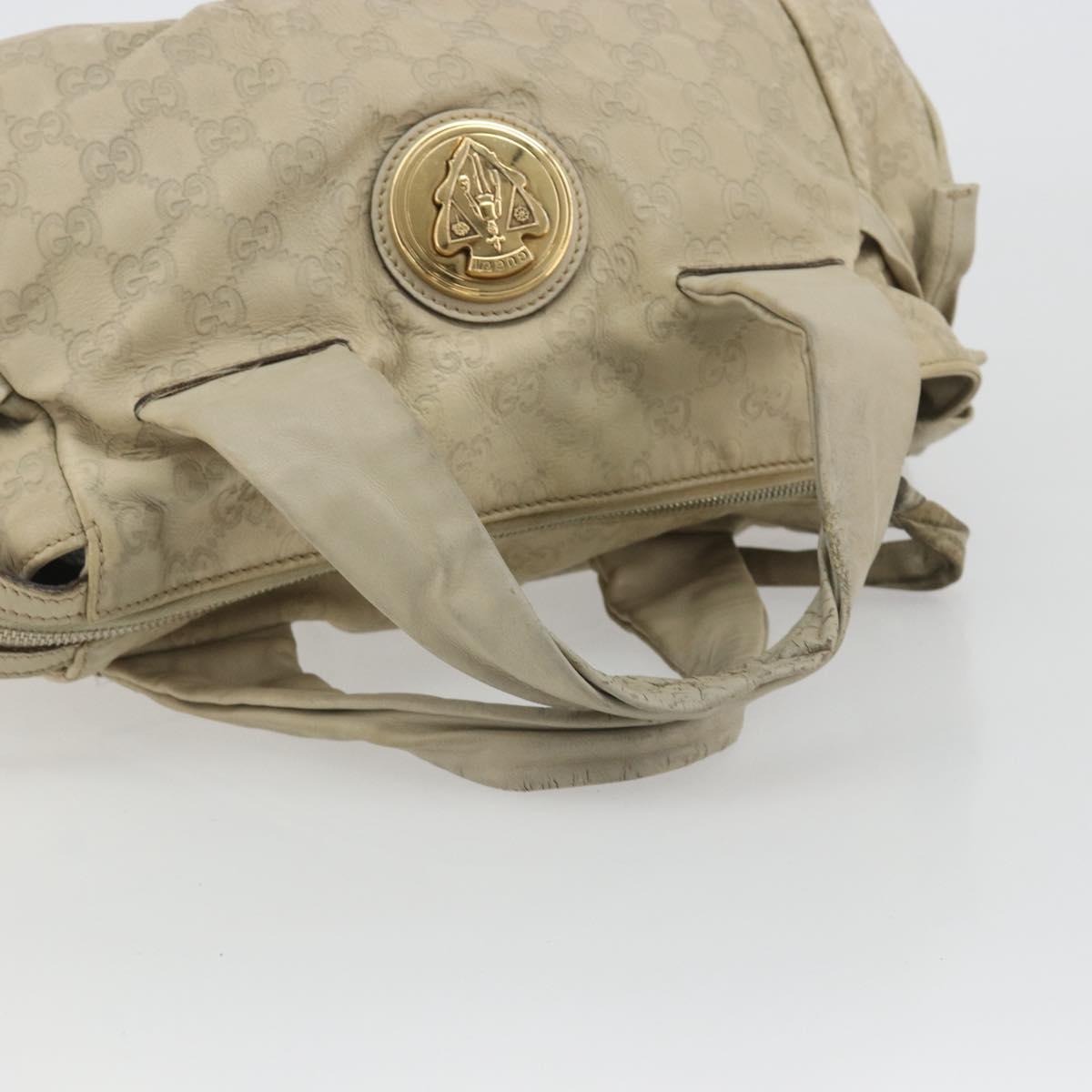 GUCCI GG Canvas Guccissima Hand Bag Leather Ivory Gold 197020 Auth bs36026