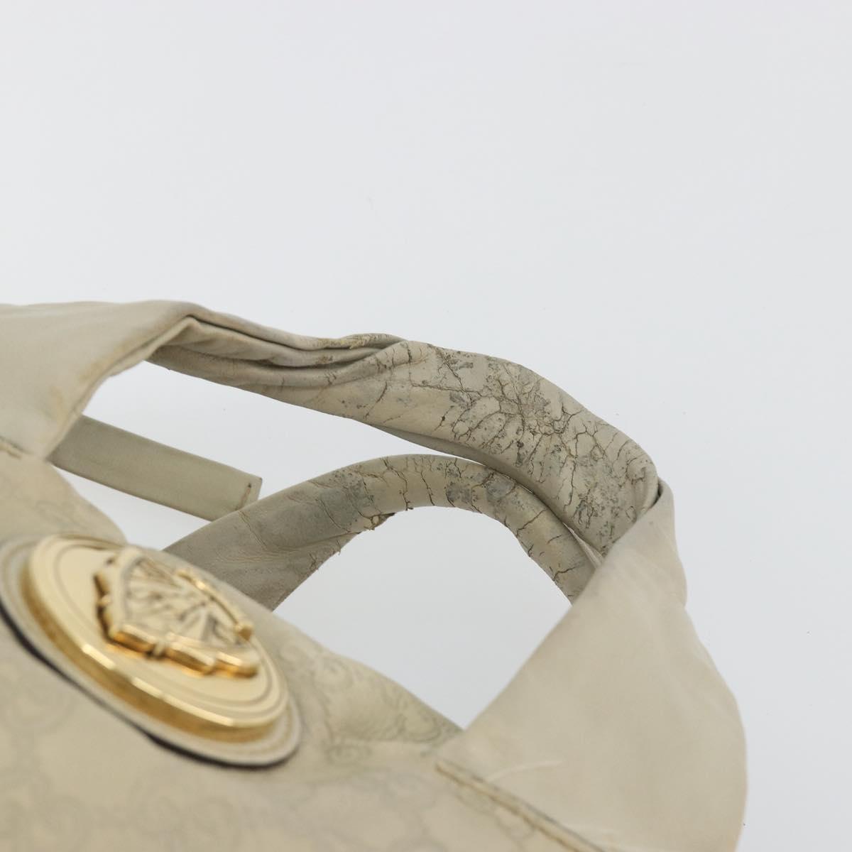 GUCCI GG Canvas Guccissima Hand Bag Leather Ivory Gold 197020 Auth bs36026