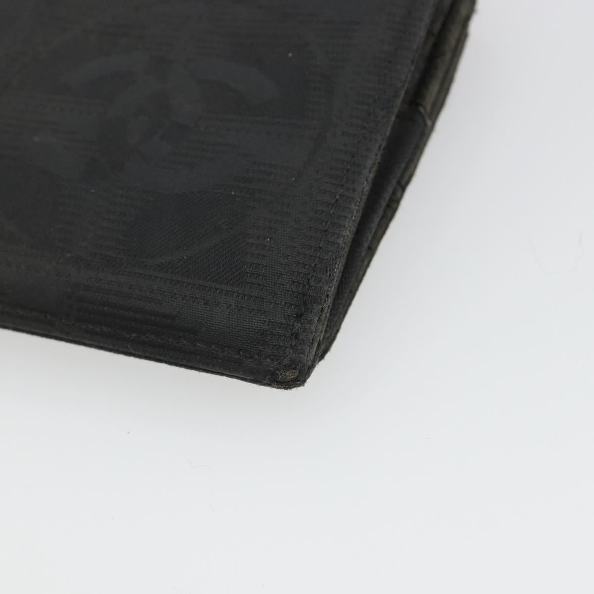 CHANEL New Travel Line Long Wallet Nylon Black Silver CC Auth bs36031