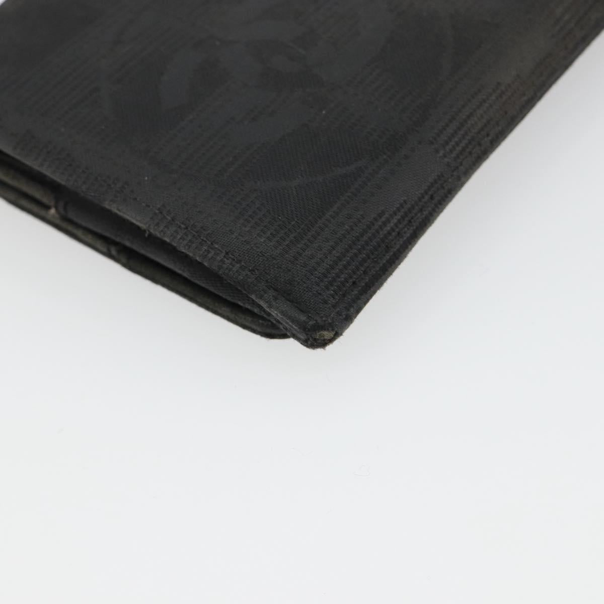 CHANEL New Travel Line Long Wallet Nylon Black Silver CC Auth bs36031