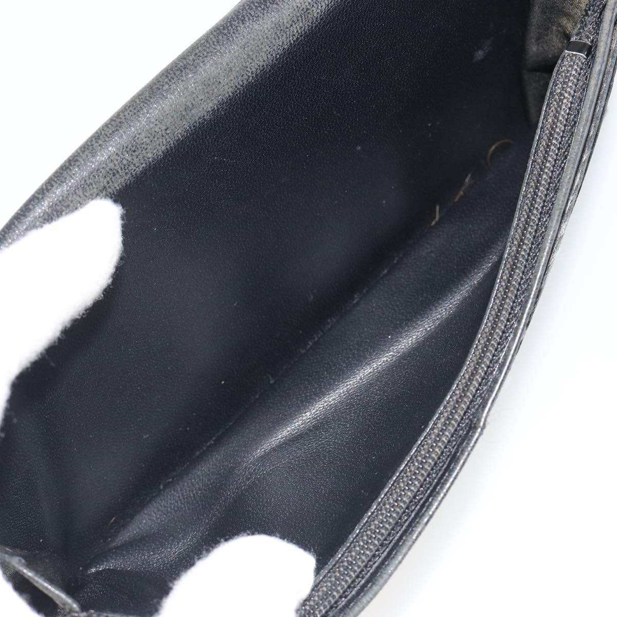 CHANEL New Travel Line Long Wallet Nylon Black Silver CC Auth bs36031