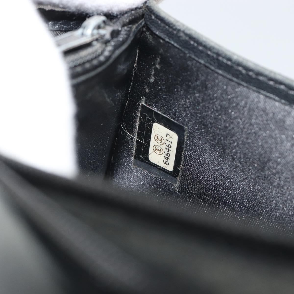 CHANEL New Travel Line Long Wallet Nylon Black Silver CC Auth bs36031