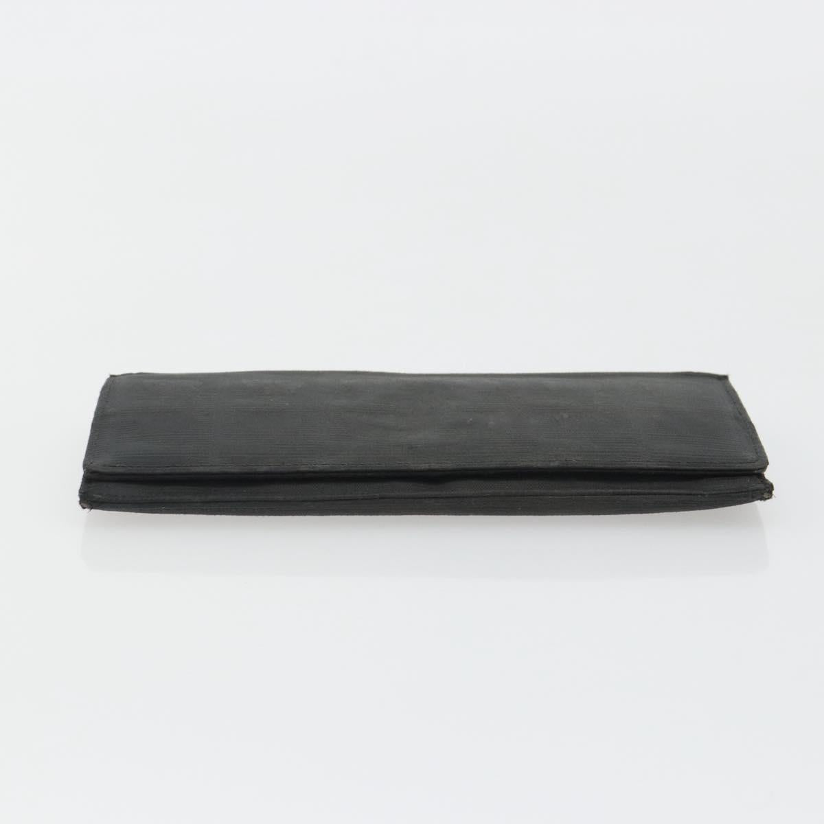 CHANEL New Travel Line Long Wallet Nylon Black Silver CC Auth bs36031