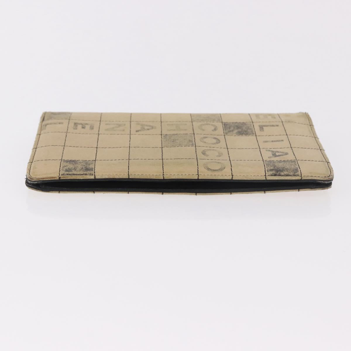 CHANEL Choco Bar Long Wallet Lamb Skin Beige CC Auth bs36033