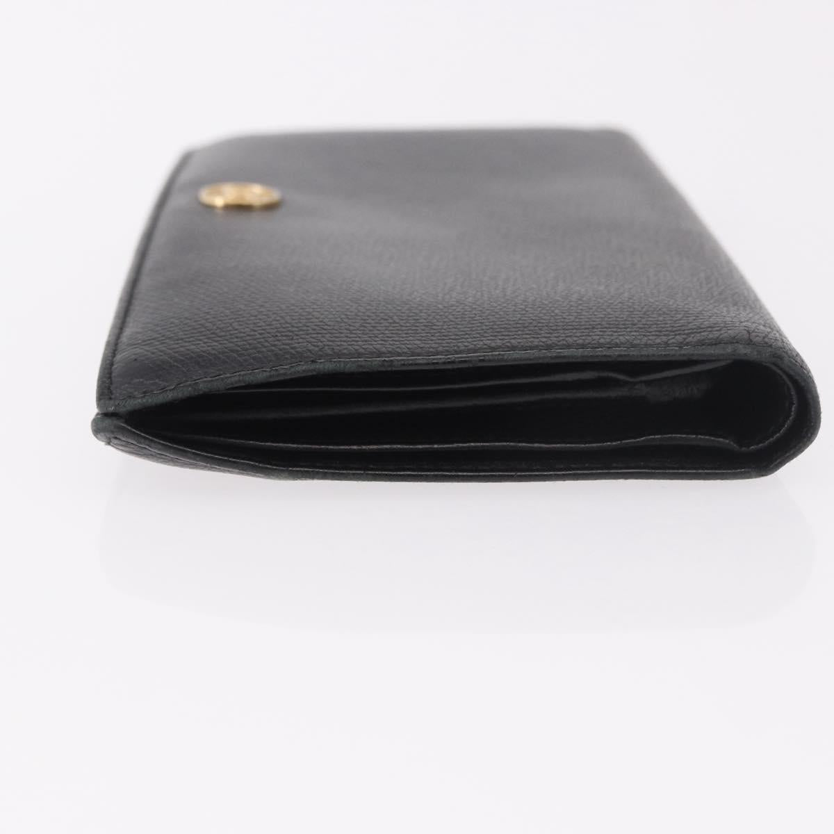 CHANEL Long Wallet Leather Black Gold CC Auth bs36037