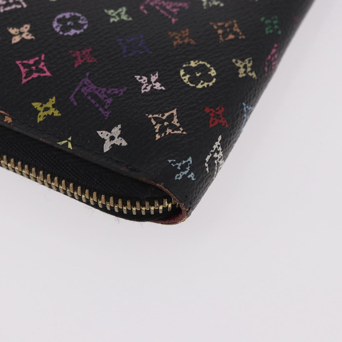 LOUIS VUITTON Monogram Multicolor Zippy Long Wallet Black M60243 LV Auth bs36045