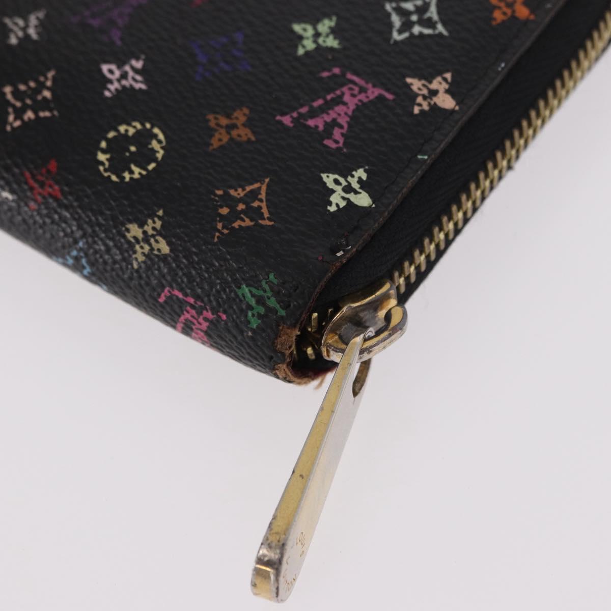 LOUIS VUITTON Monogram Multicolor Zippy Long Wallet Black M60243 LV Auth bs36045
