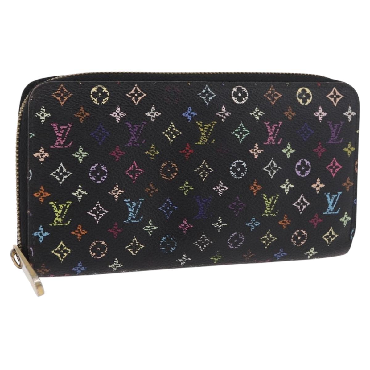 LOUIS VUITTON Monogram Multicolor Zippy Long Wallet Black M60243 LV Auth bs36045