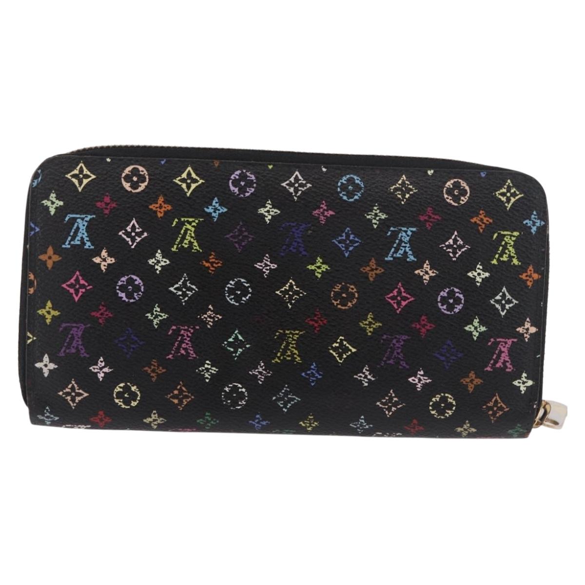 LOUIS VUITTON Monogram Multicolor Zippy Long Wallet Black M60243 LV Auth bs36045