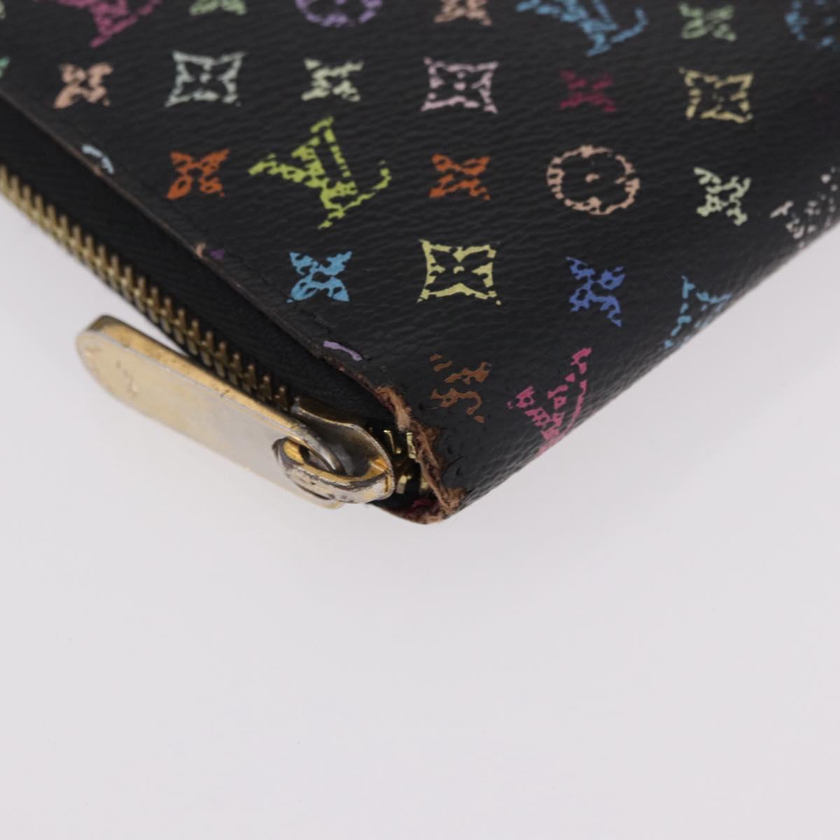 LOUIS VUITTON Monogram Multicolor Zippy Long Wallet Black M60243 LV Auth bs36045