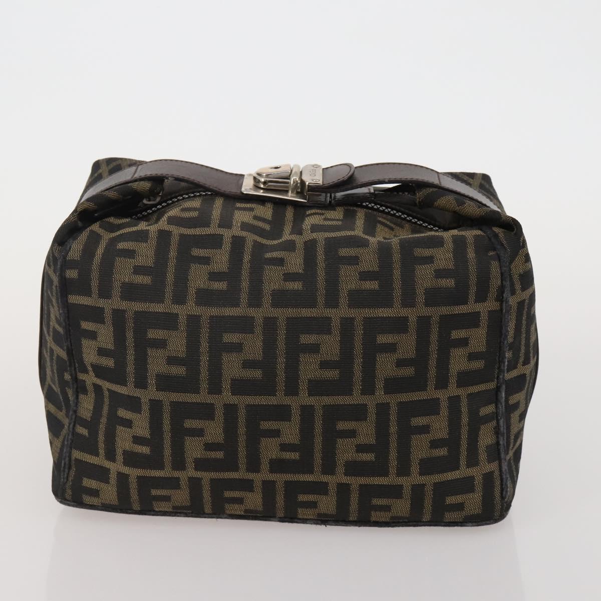 FENDI Zucca Canvas Hand Bag Coated Canvas 2 Set Brown Black Auth bs36051
