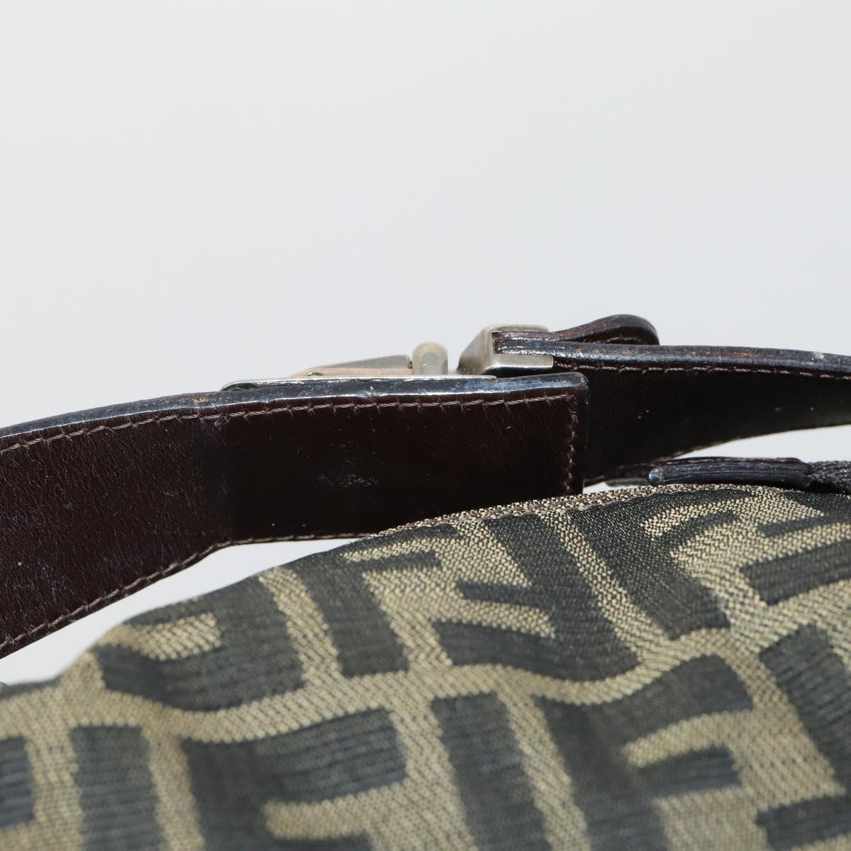 FENDI Zucca Canvas Hand Bag Coated Canvas 2 Set Brown Black Auth bs36051