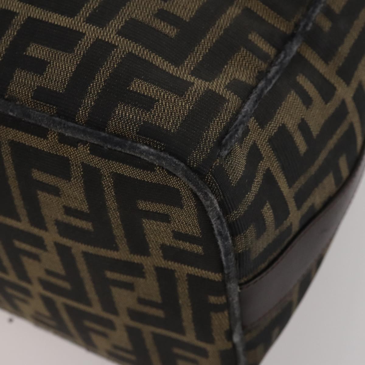 FENDI Zucca Canvas Hand Bag Coated Canvas 2 Set Brown Black Auth bs36051