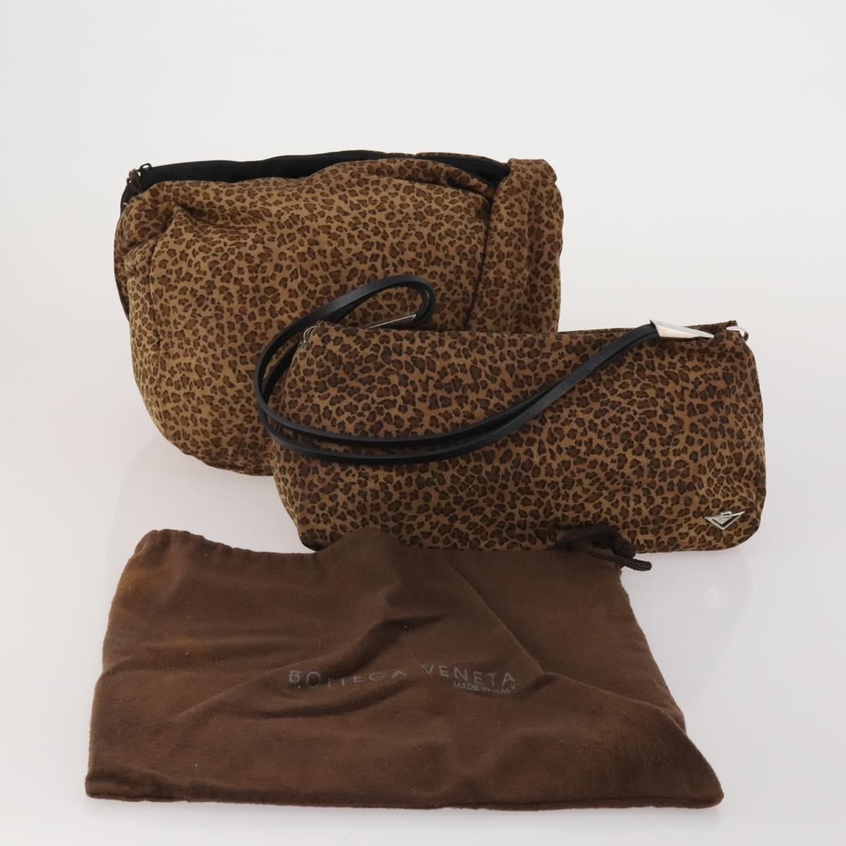 BOTTEGA VENETA Shoulder Bag Nylon 2 Set Brown Auth bs36052