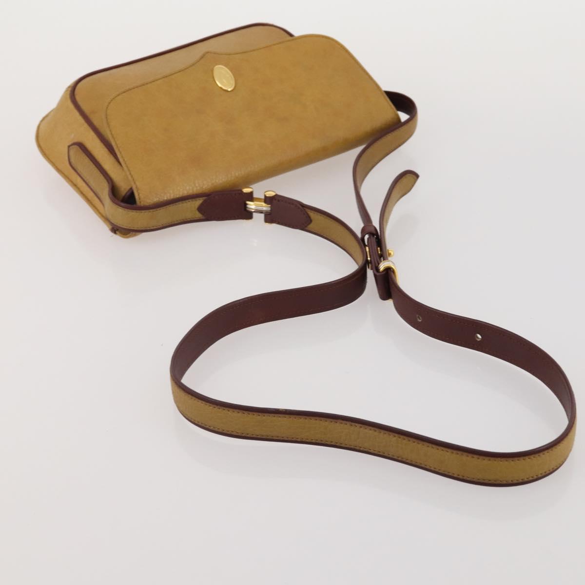CARTIER Must Line Shoulder Bag Leather 2 Set Bordeaux Yellow Auth bs36054