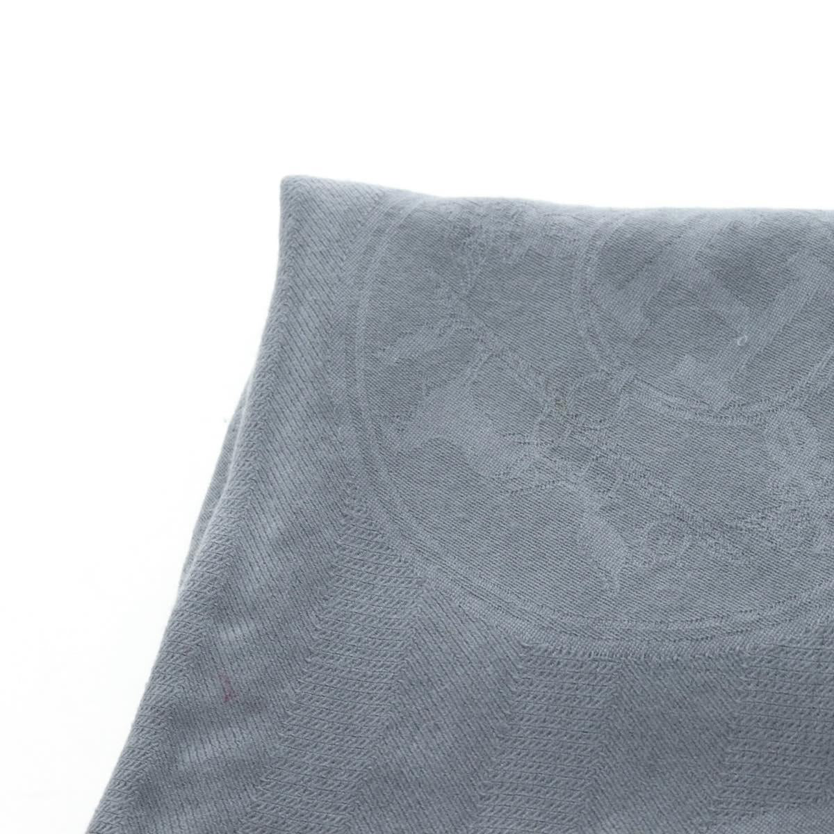 HERMES New Libris Stole Cashmere Gray Auth bs36055