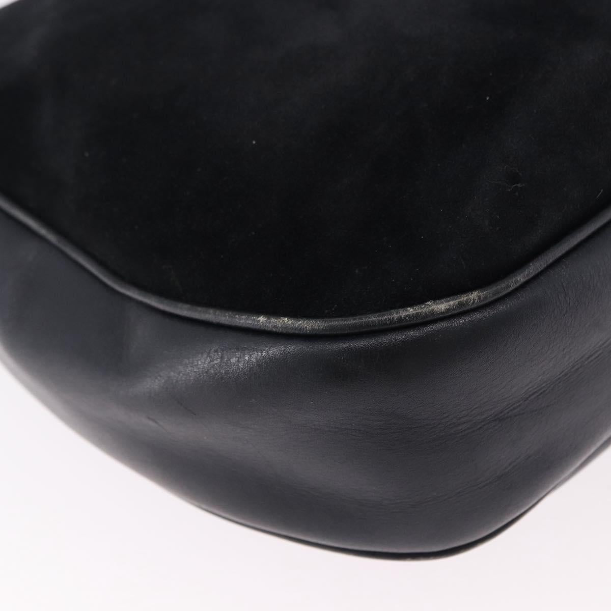 CELINE Shoulder Bag Suede Black Gold Auth bs36058