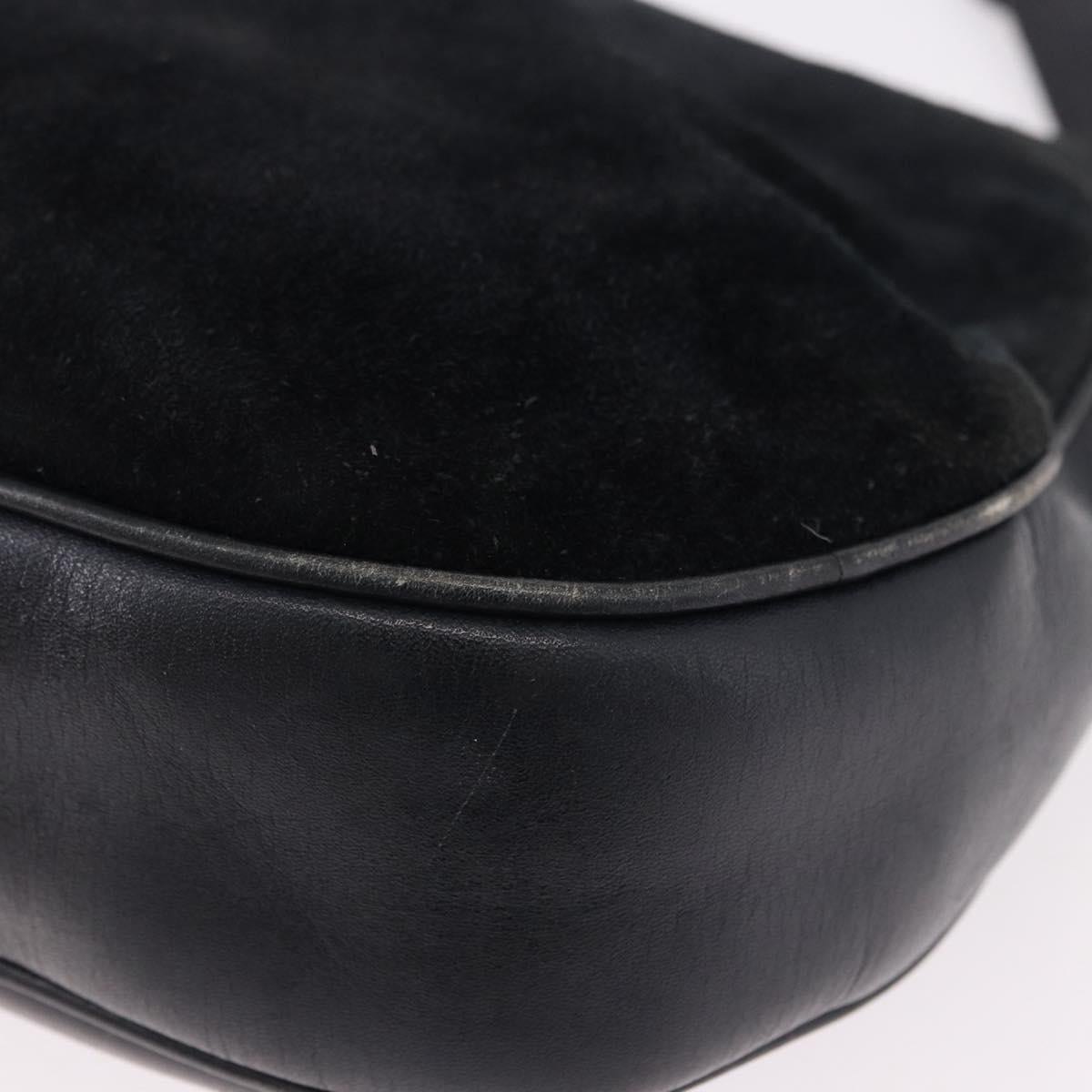 CELINE Shoulder Bag Suede Black Gold Auth bs36058