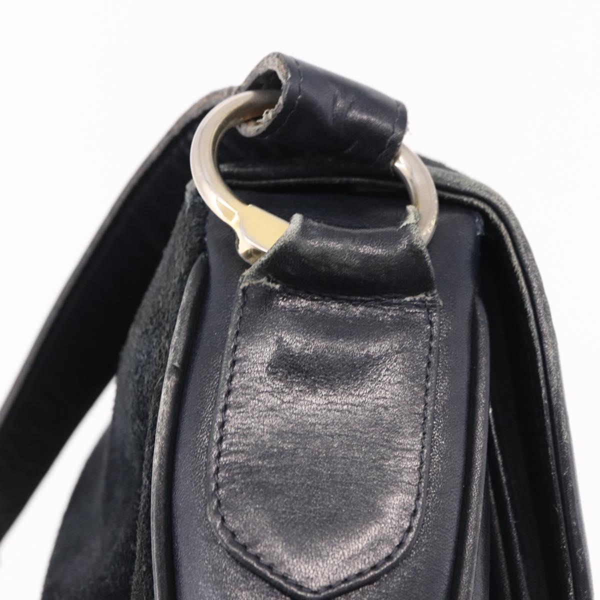 CELINE Shoulder Bag Suede Black Gold Auth bs36058