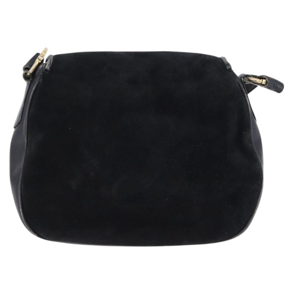 CELINE Shoulder Bag Suede Black Gold Auth bs36058