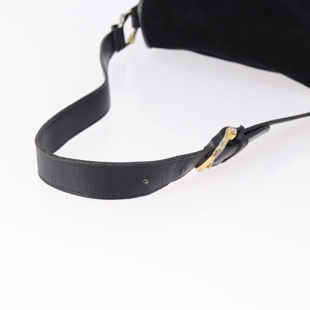 CELINE Shoulder Bag Suede Black Gold Auth bs36058