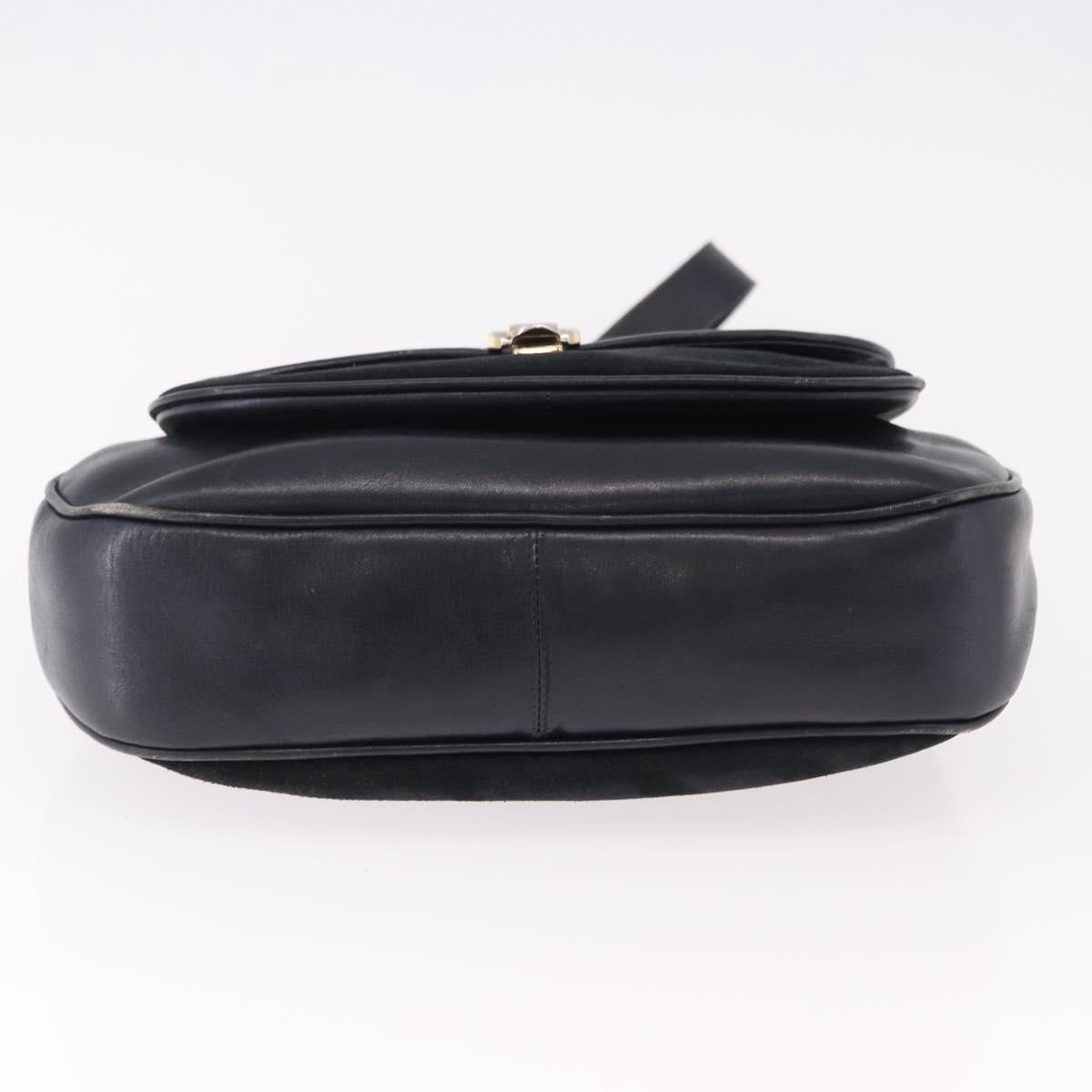 CELINE Shoulder Bag Suede Black Gold Auth bs36058