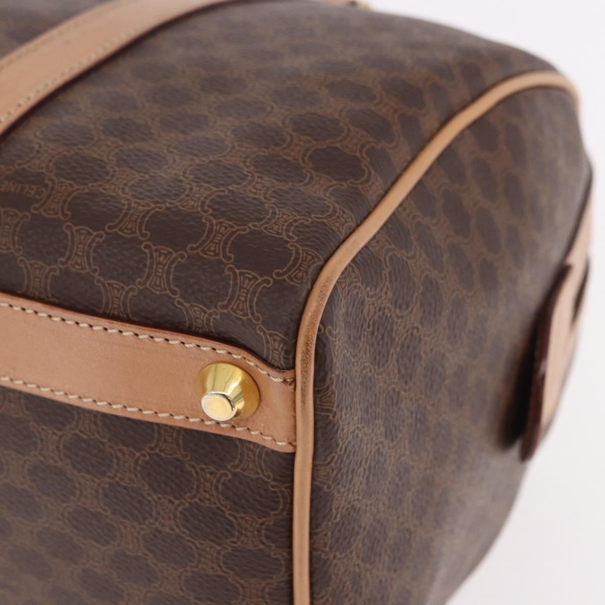CELINE Macadam Canvas Boston Bag PVC Leather Brown Gold Auth bs36061V
