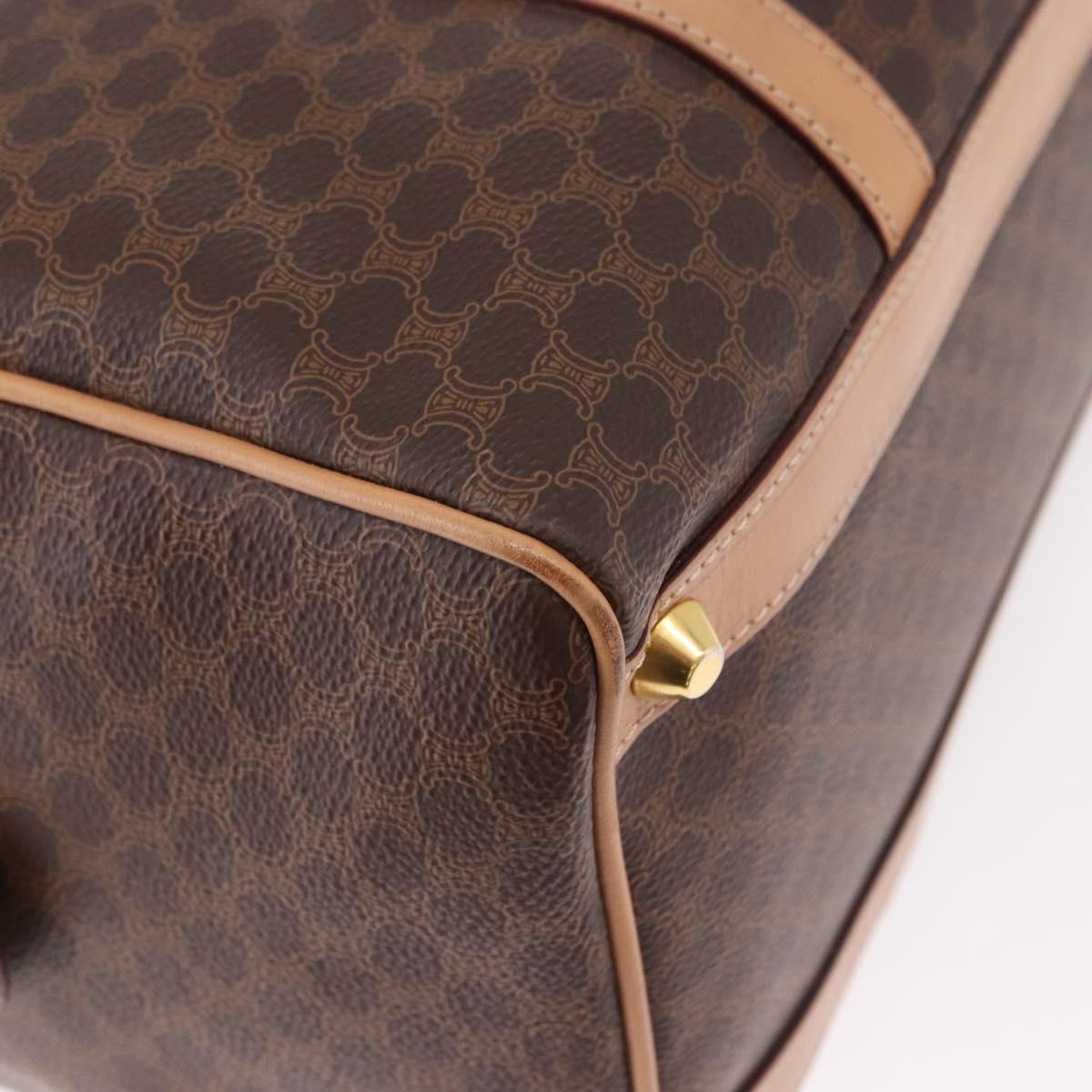 CELINE Macadam Canvas Boston Bag PVC Leather Brown Gold Auth bs36061V