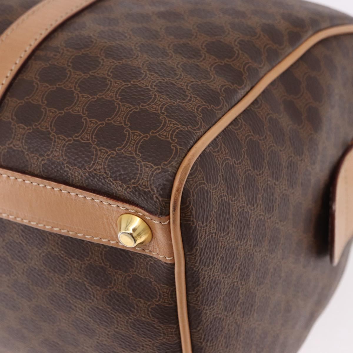 CELINE Macadam Canvas Boston Bag PVC Leather Brown Gold Auth bs36061V
