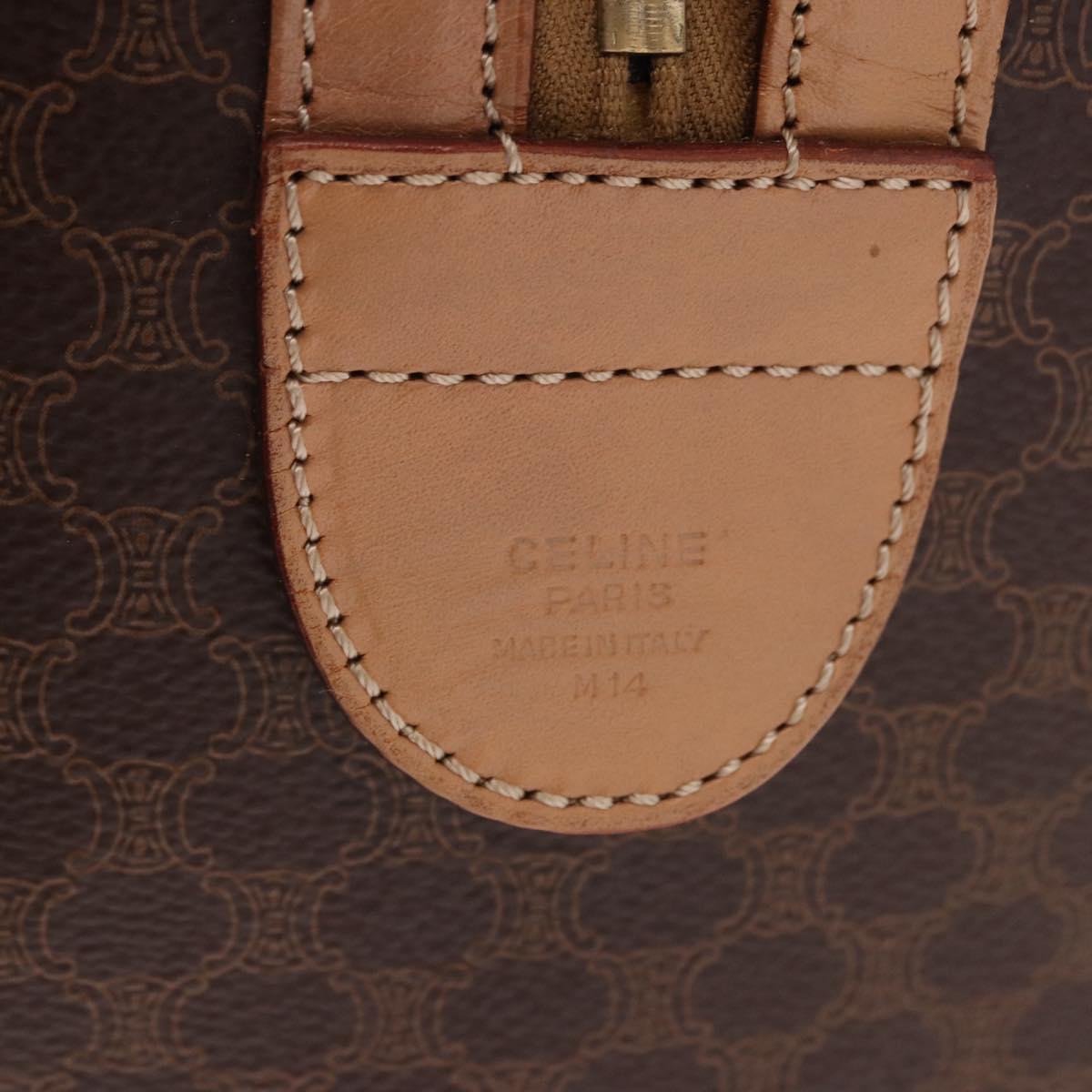 CELINE Macadam Canvas Boston Bag PVC Leather Brown Gold Auth bs36061V